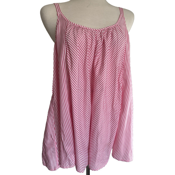 TOMMY BAHAMA Womens Palm Cove Pink Striped Cami Tunic Top Medium Adjustable - Picture 3 of 9